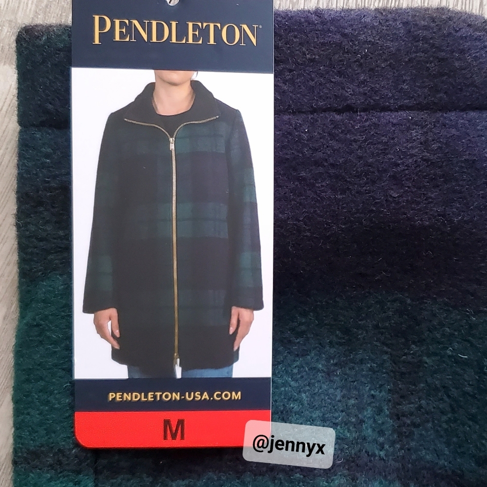 NEW Pendleton Women's Wool Blend Walker Topper Coat Green Blue Plaid - Picture 5 of 16